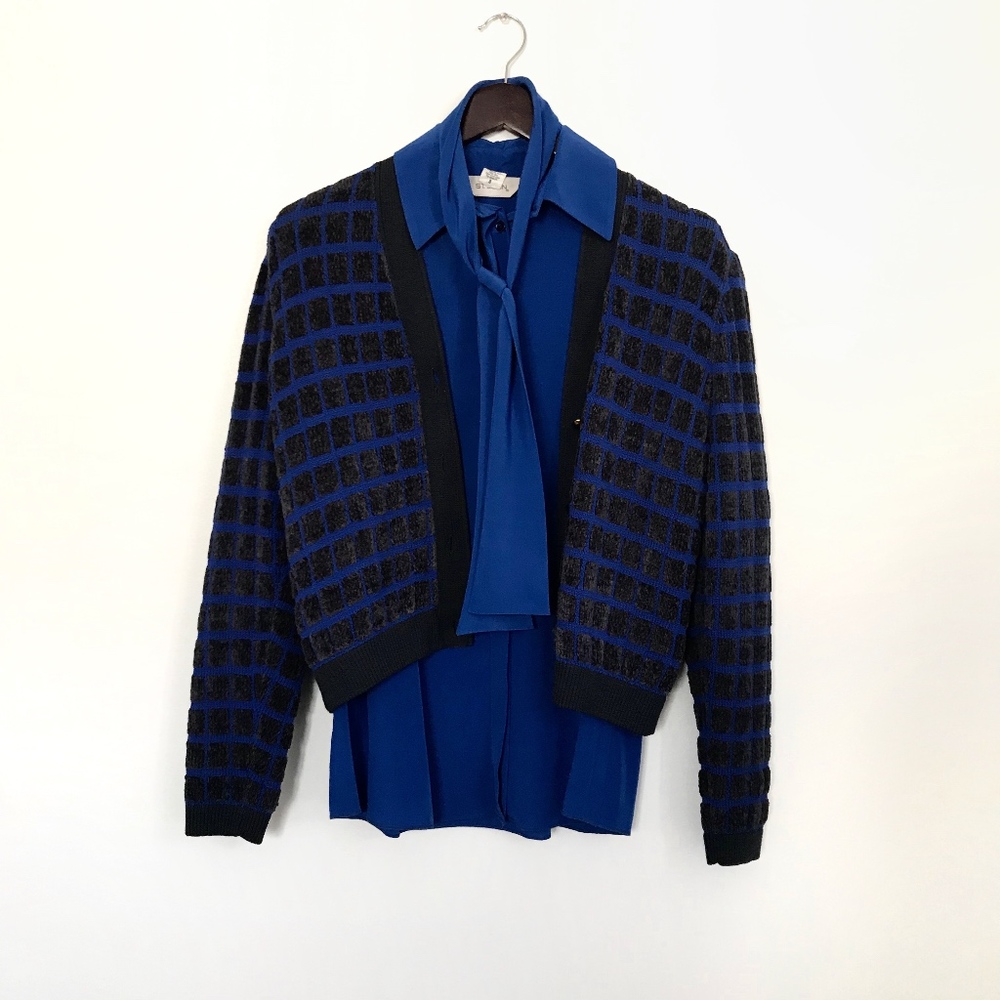 St John Neiman Marcus Shirt & Cardigan Set